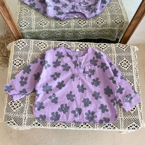 Children's Long Sleeve Flower Shirt Spring and Autumn Fried Street Shirt